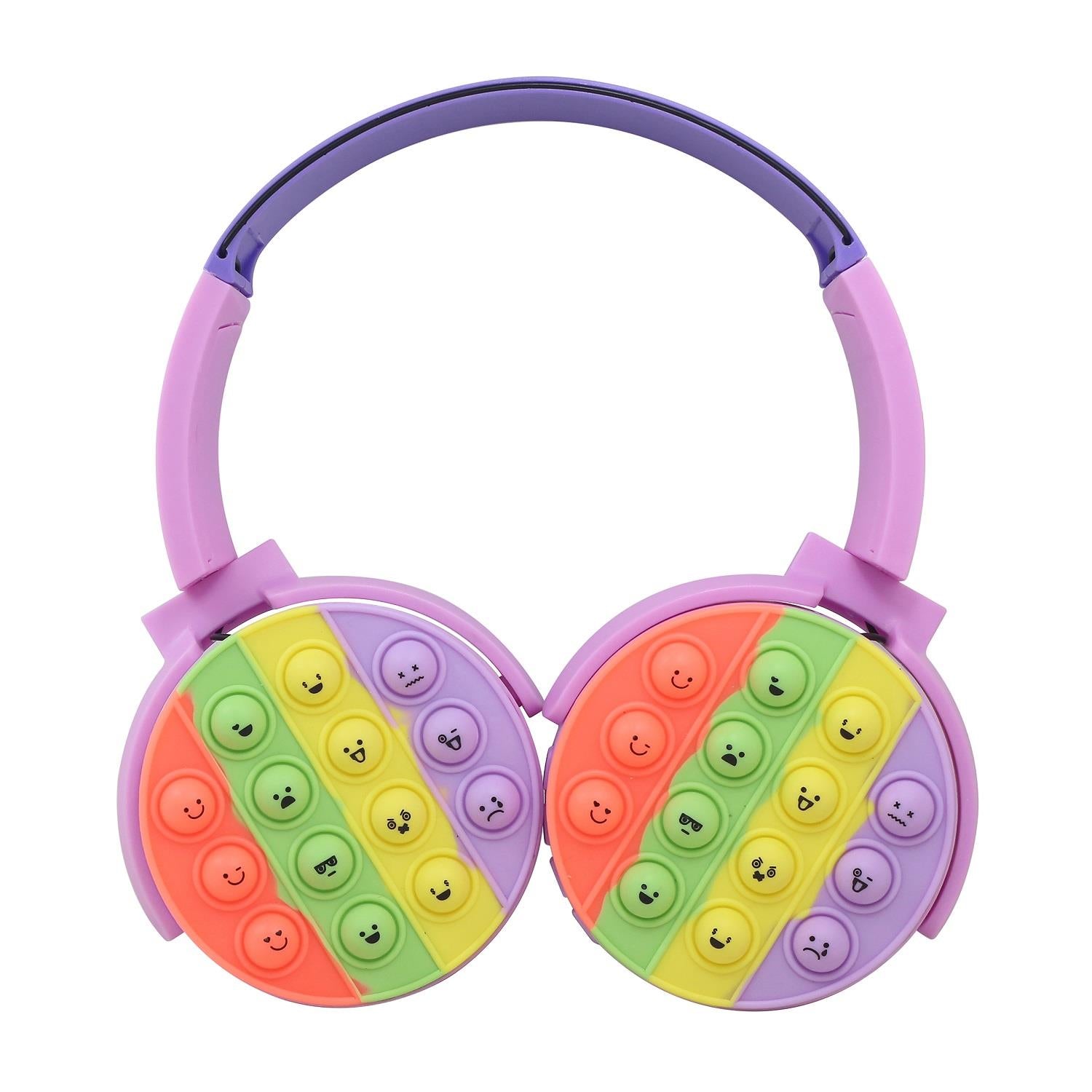 Vybe Kids Wireless Headphones with Push-Pop Fidget Stress Buster Blue or Purple