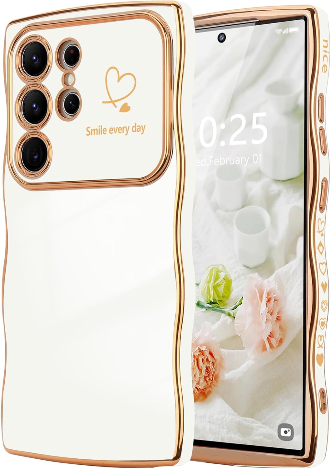 Samsung Galaxy S24 Case Cute Wave Frame Curly Shape Love Heart