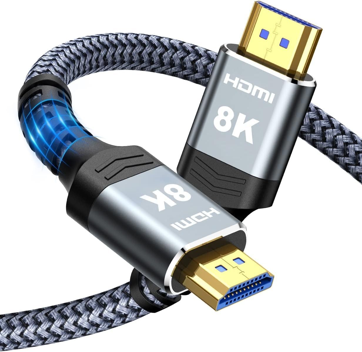 Highwings 8K@60 HDMI Cable, 48Gbps 2.1 High Speed HDMI Braided Nylon 4K120 144Hz RTX 3090 eARC HDR10 4:4:4 HDCP 2.2&2.3 Compatible for PS5, PS4, UHD TV and PC