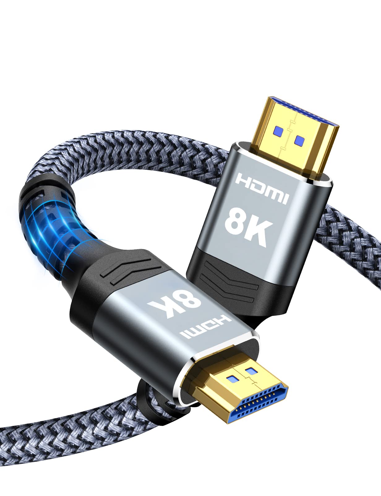 Highwings 8K@60 HDMI Cable, 48Gbps 2.1 High Speed HDMI Braided Nylon 4K120 144Hz RTX 3090 eARC HDR10 4:4:4 HDCP 2.2&2.3 Compatible for PS5, PS4, UHD TV and PC