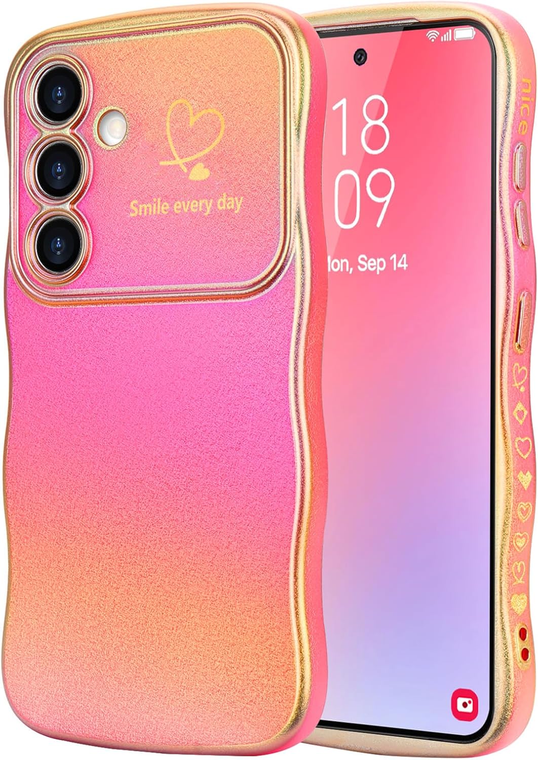 Samsung Galaxy S24 Case Cute Wave Frame Curly Shape Love Heart