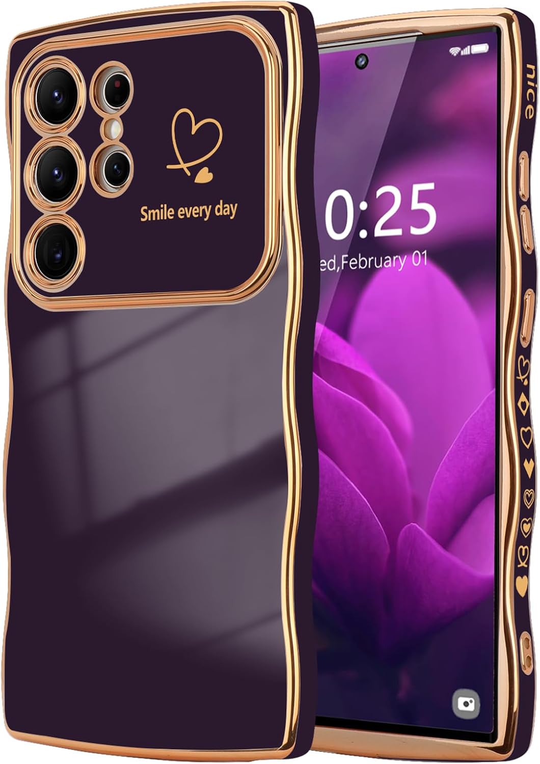 Samsung Galaxy S24 Case Cute Wave Frame Curly Shape Love Heart
