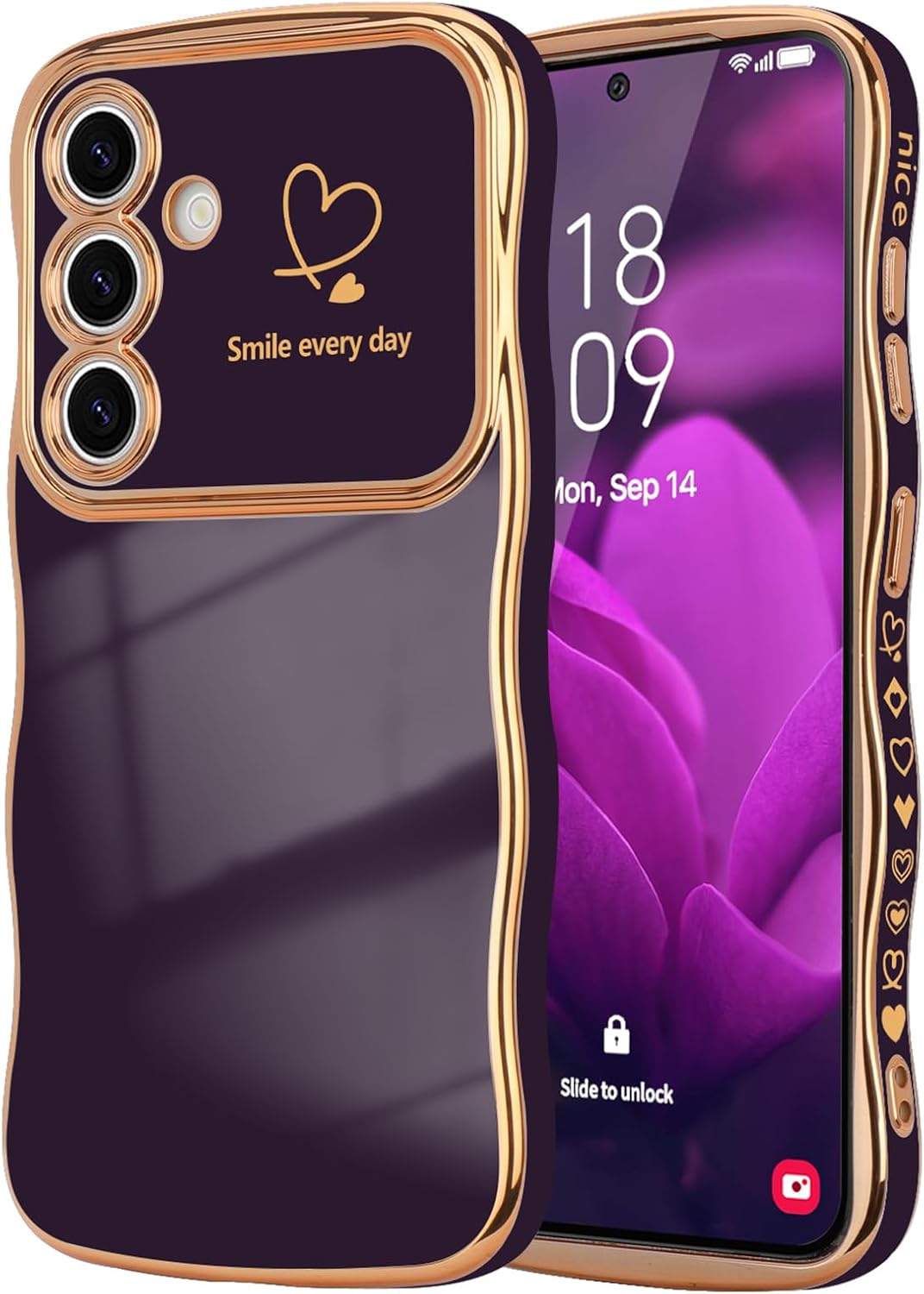 Samsung Galaxy S24 Case Cute Wave Frame Curly Shape Love Heart