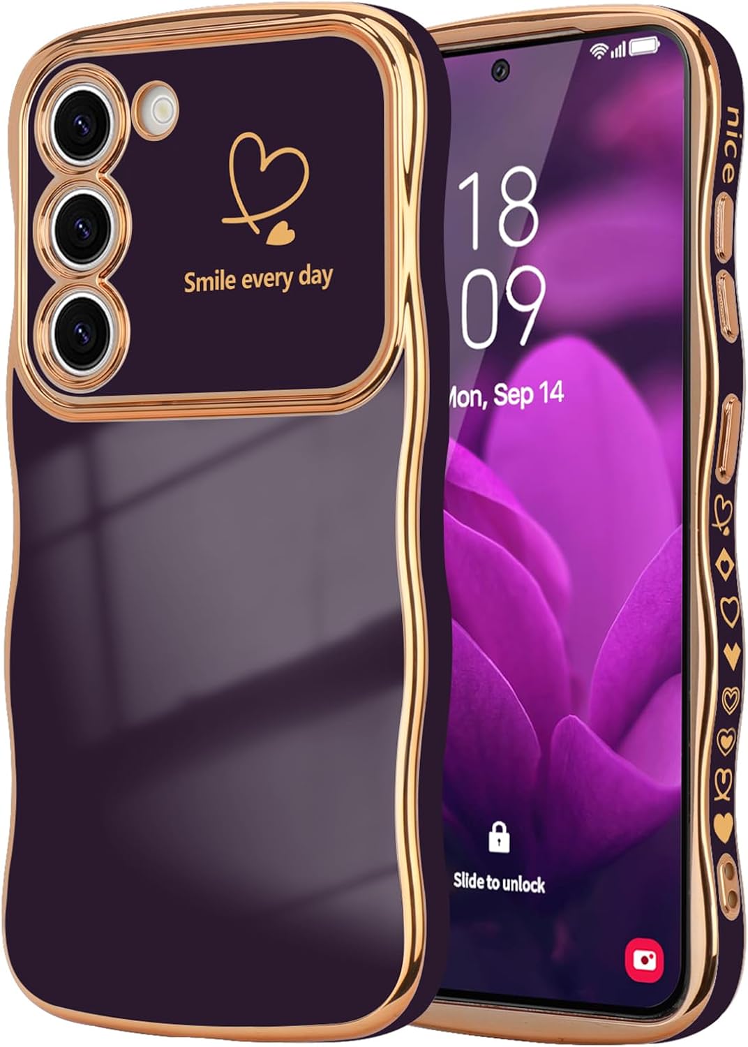 Samsung Galaxy S24 Case Cute Wave Frame Curly Shape Love Heart