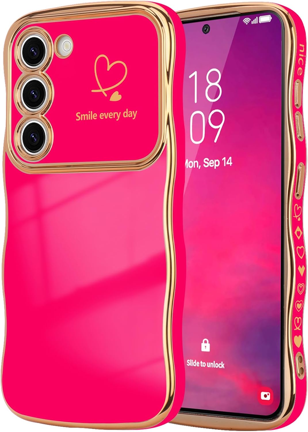 Samsung Galaxy S24 Case Cute Wave Frame Curly Shape Love Heart