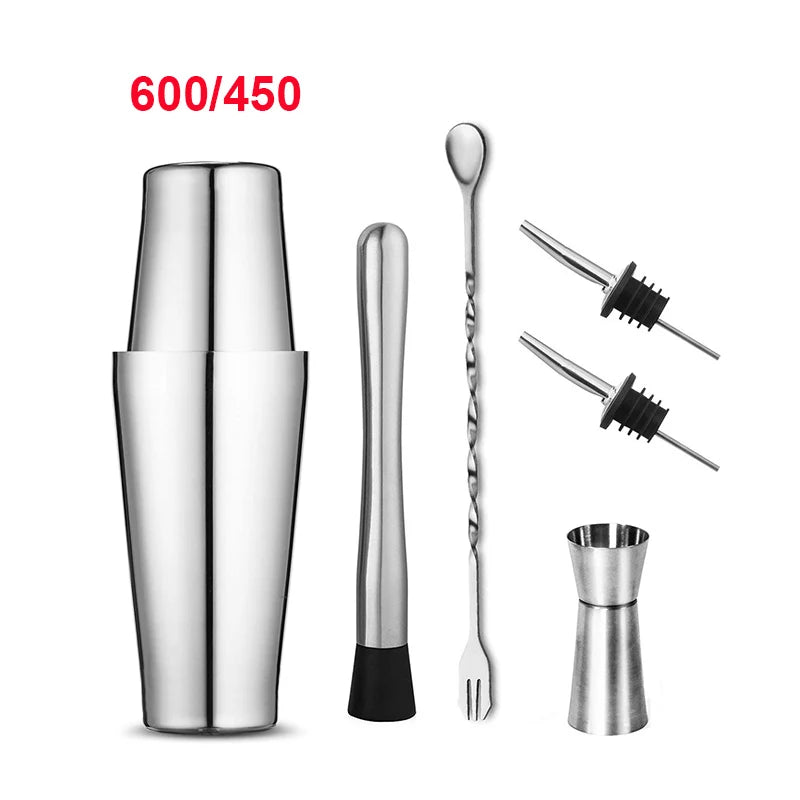 1/6/9/11pcs Boston Shaker Professional Stainless Steel Bartender Wine Cup Cocktail Mixer Martini Cocktail Shaker Bar Set