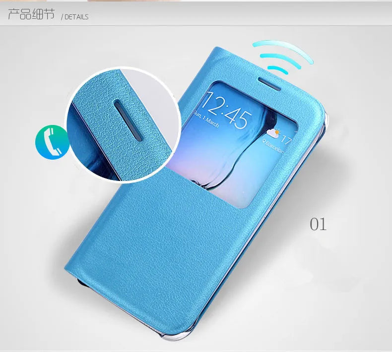 YKSPACE View Window Fashion Luxury Flip PU Leather Case Cover For Samsung Galaxy S6 S7 Edge S8 S9 Plus S8+ S9+ Cases