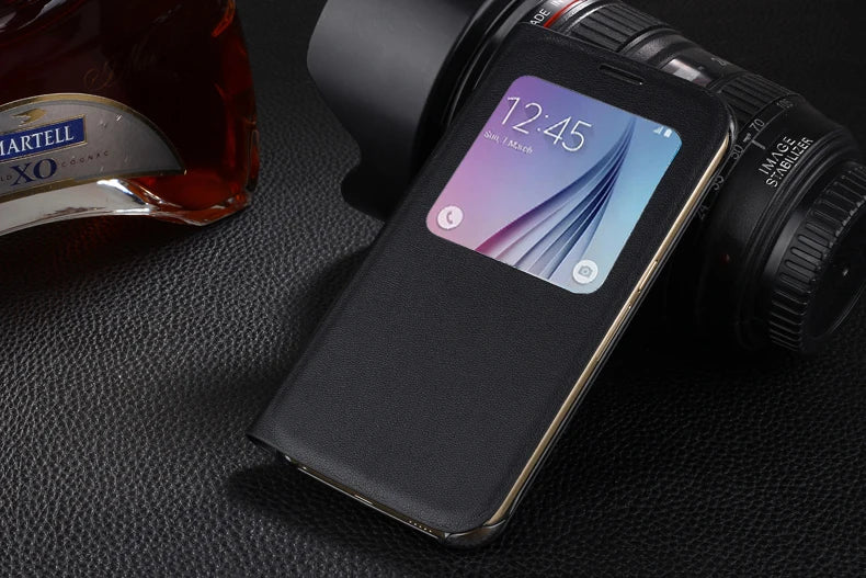 YKSPACE View Window Fashion Luxury Flip PU Leather Case Cover For Samsung Galaxy S6 S7 Edge S8 S9 Plus S8+ S9+ Cases