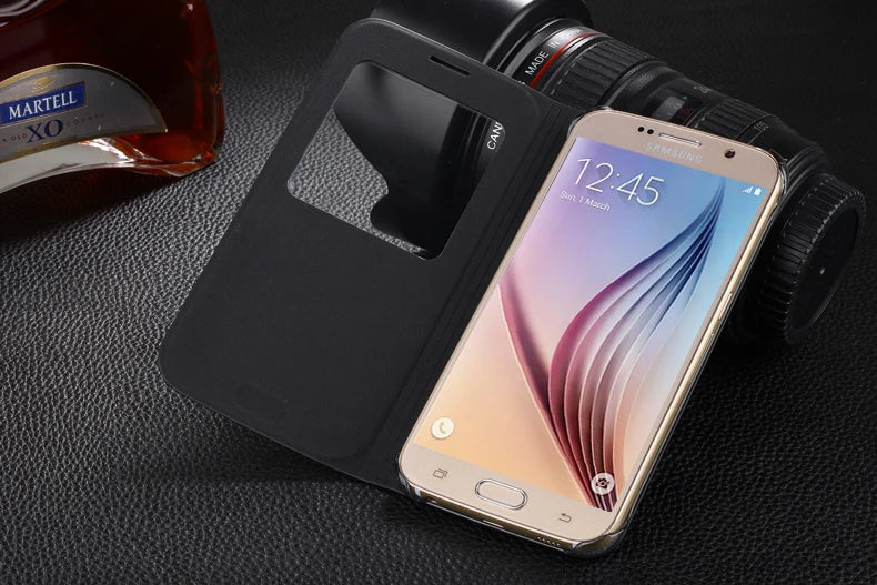 YKSPACE View Window Fashion Luxury Flip PU Leather Case Cover For Samsung Galaxy S6 S7 Edge S8 S9 Plus S8+ S9+ Cases