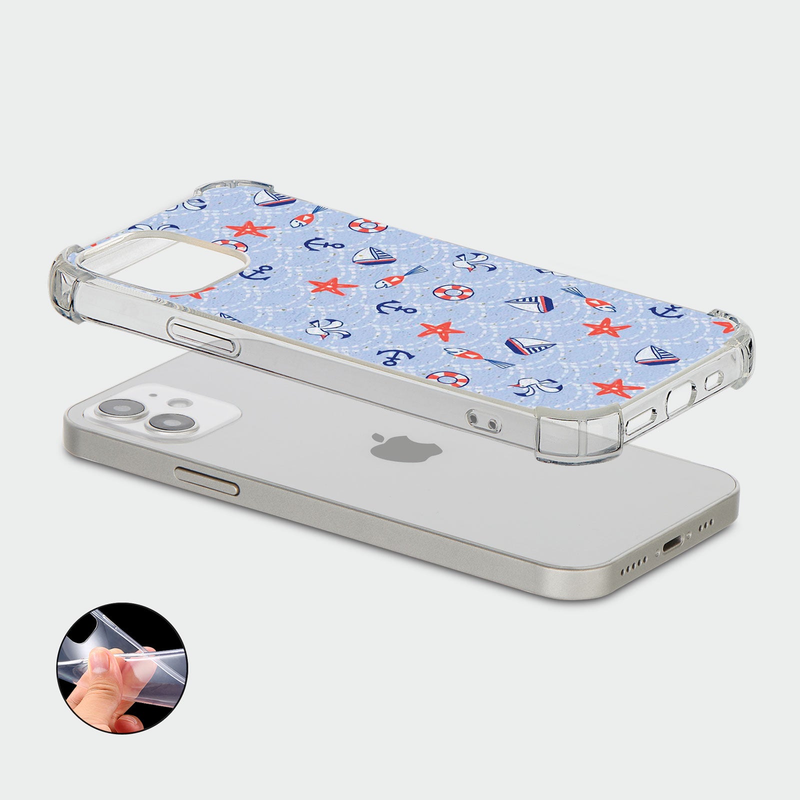 Case for iPhone 15 14 13 12 11 Se 8 Pro Shockproof Anchor Sea Beach