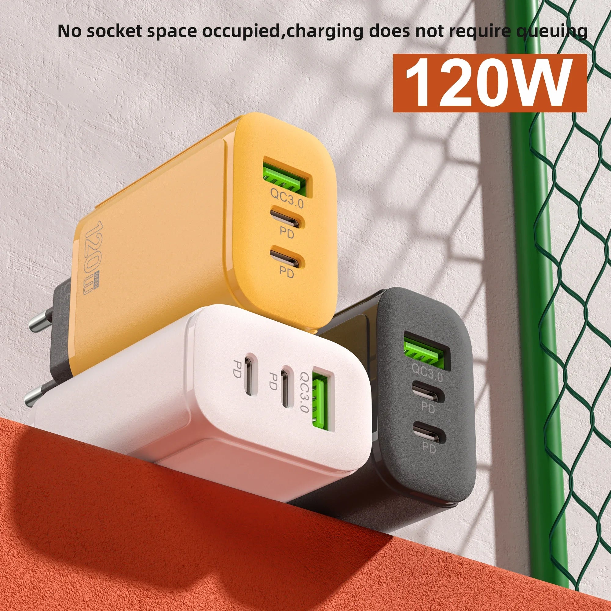 Xiaomi 120W Ultra Fast Charging Dual PD Quick Mobile Phone Charger 3 Ports QC3.0 USB Type C GaN Charger EU/US/UK Wall Adapter
