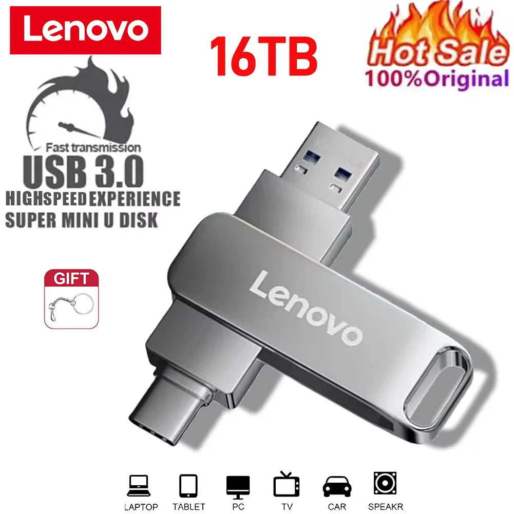 Lenovo 16TB 3.0 USB Flash Drive Metal High-Speed Pen Drive