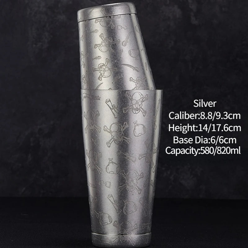 Bar Cocktail Shaker Boston Shaker Stainless Steel Engraving Shaker Bar Accessory Bartender Tools For Home And Bar
