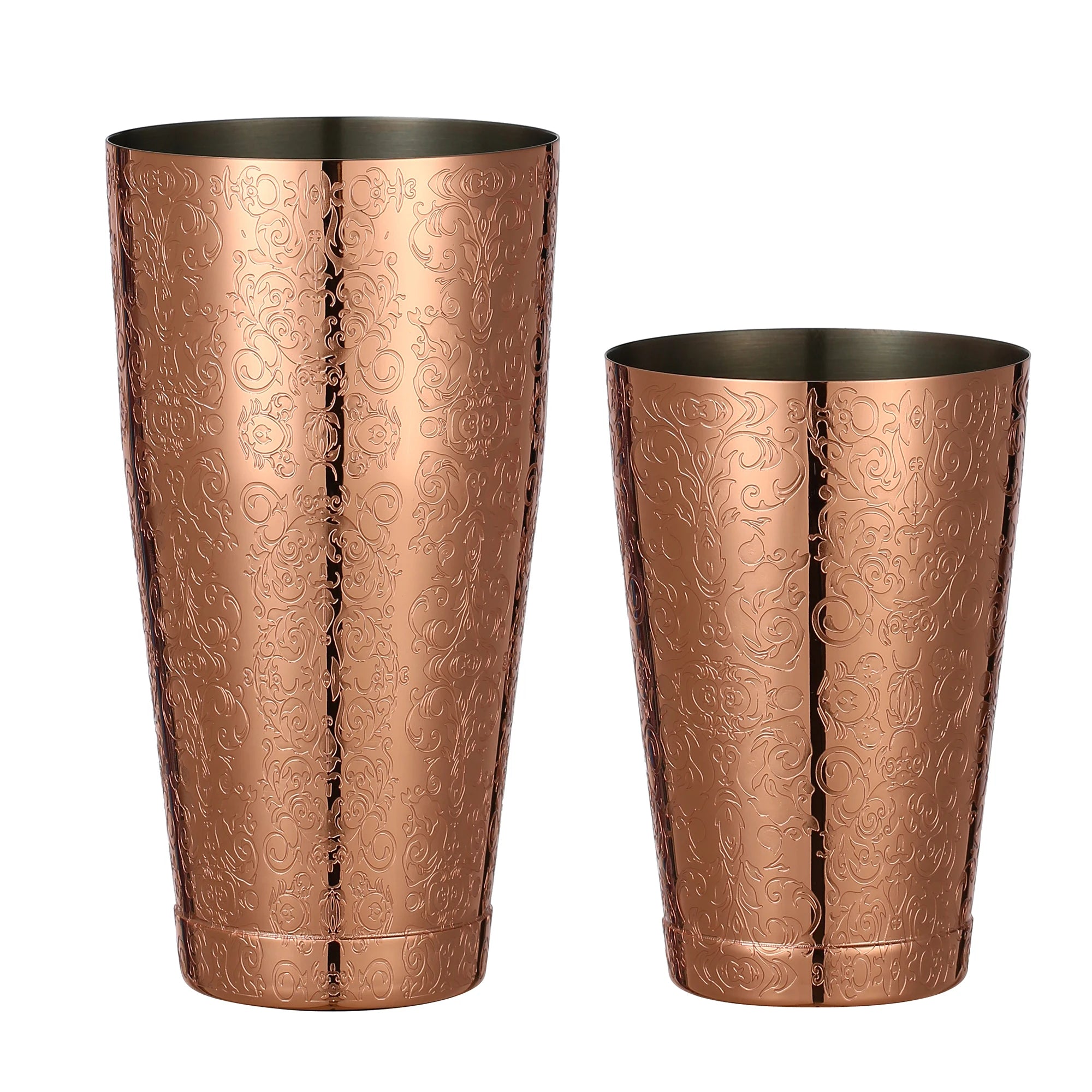 Boston Cocktail Shaker With Etched Pattern Bar Cocktail Shaker Tin Set - 800ml & 500ml