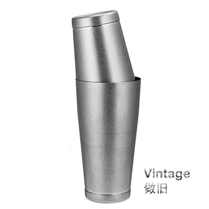 Boston Cocktail Shaker With Etched Pattern Bar Cocktail Shaker Tin Set - 800ml & 500ml