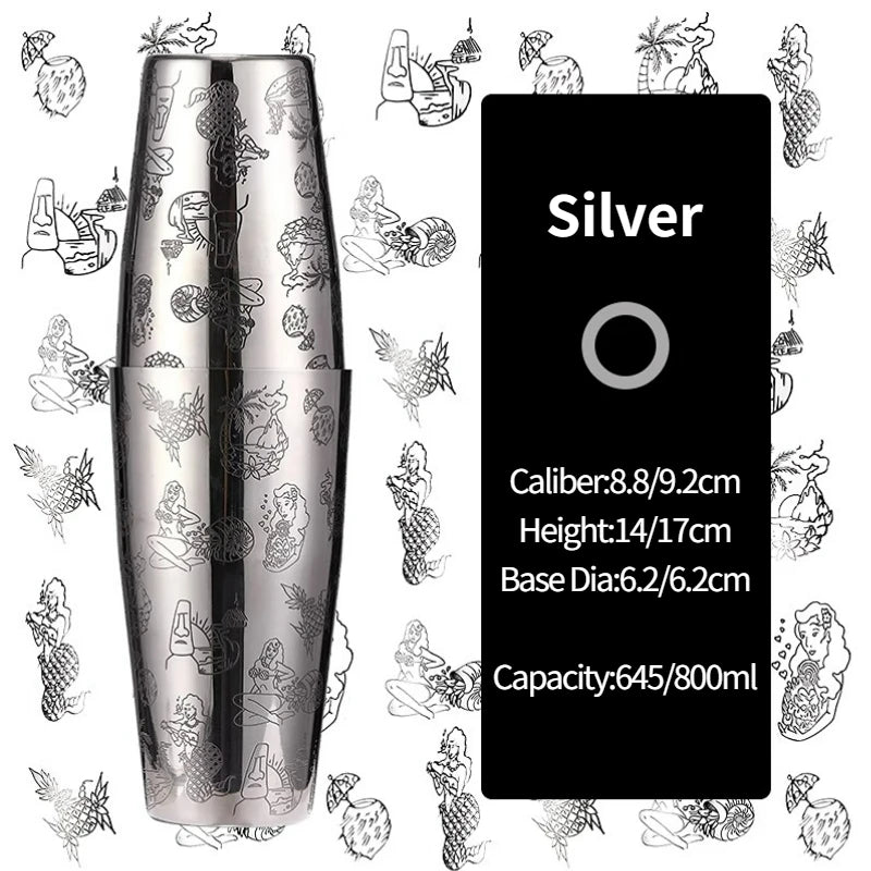 Bar Cocktail Shaker Boston Shaker Stainless Steel Engraving Shaker Bar Accessory Bartender Tools For Home And Bar
