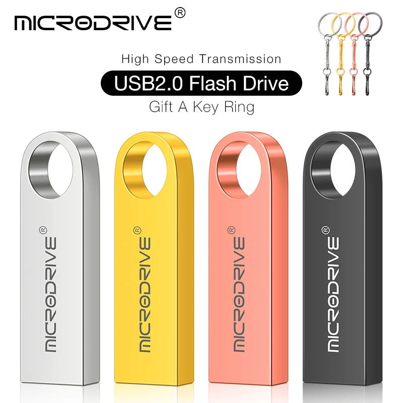 Waterproof usb flash drive pen drive 4GB 8GB 16GB 32GB 64GB Metal pendrive Card Memory Stick Drives u disk with key ring