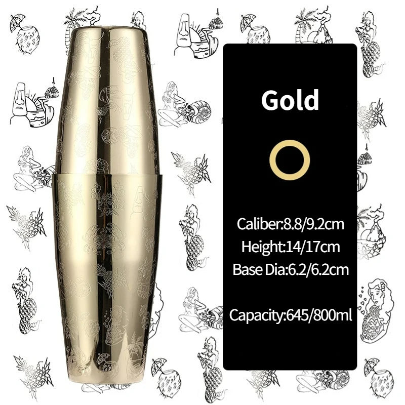 Bar Cocktail Shaker Boston Shaker Stainless Steel Engraving Shaker Bar Accessory Bartender Tools For Home And Bar