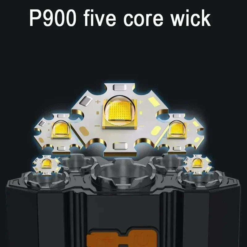 USB Rechargeable 5 LED Headlamp Super Bright Head-Mounted Strong Flashlight Built-in Battery Outdoor Camping Night Fishing Lamp