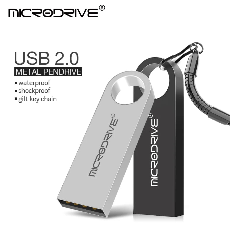Waterproof usb flash drive pen drive 4GB 8GB 16GB 32GB 64GB Metal pendrive Card Memory Stick Drives u disk with key ring