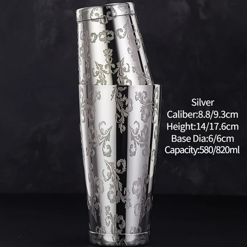 Bar Cocktail Shaker Boston Shaker Stainless Steel Engraving Shaker Bar Accessory Bartender Tools For Home And Bar