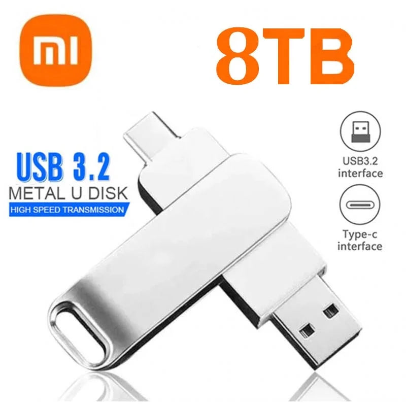 Xiaomi 16TB Flash Drive USB 3.2 Super High Speed Transfer Type-c 2-In-1 Metal U Disk Waterproof Portable Memoria Usb Flash Disk