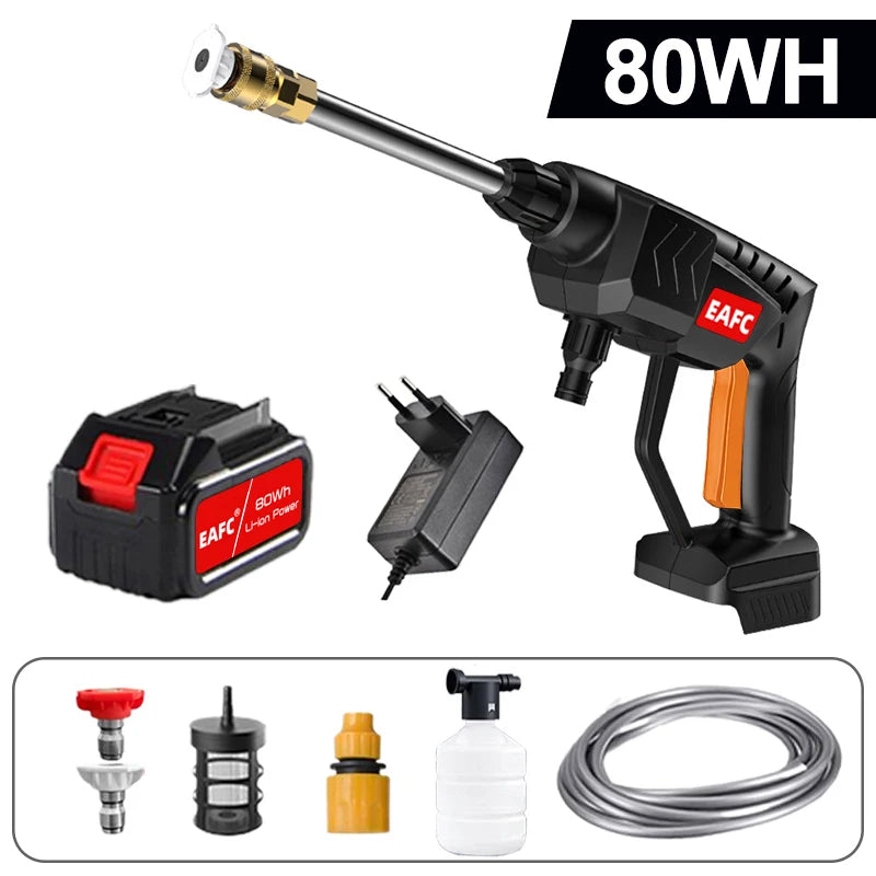 60Bar 21V Cordless High Pressure Car Wash Washer Gun 20000mAh/30000mAh Car Wash Gun Electric Water Gun Machine