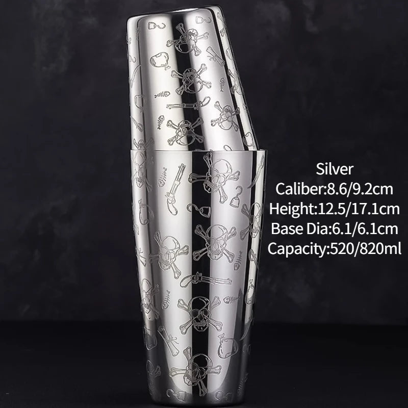 Bar Cocktail Shaker Boston Shaker Stainless Steel Engraving Shaker Bar Accessory Bartender Tools For Home And Bar