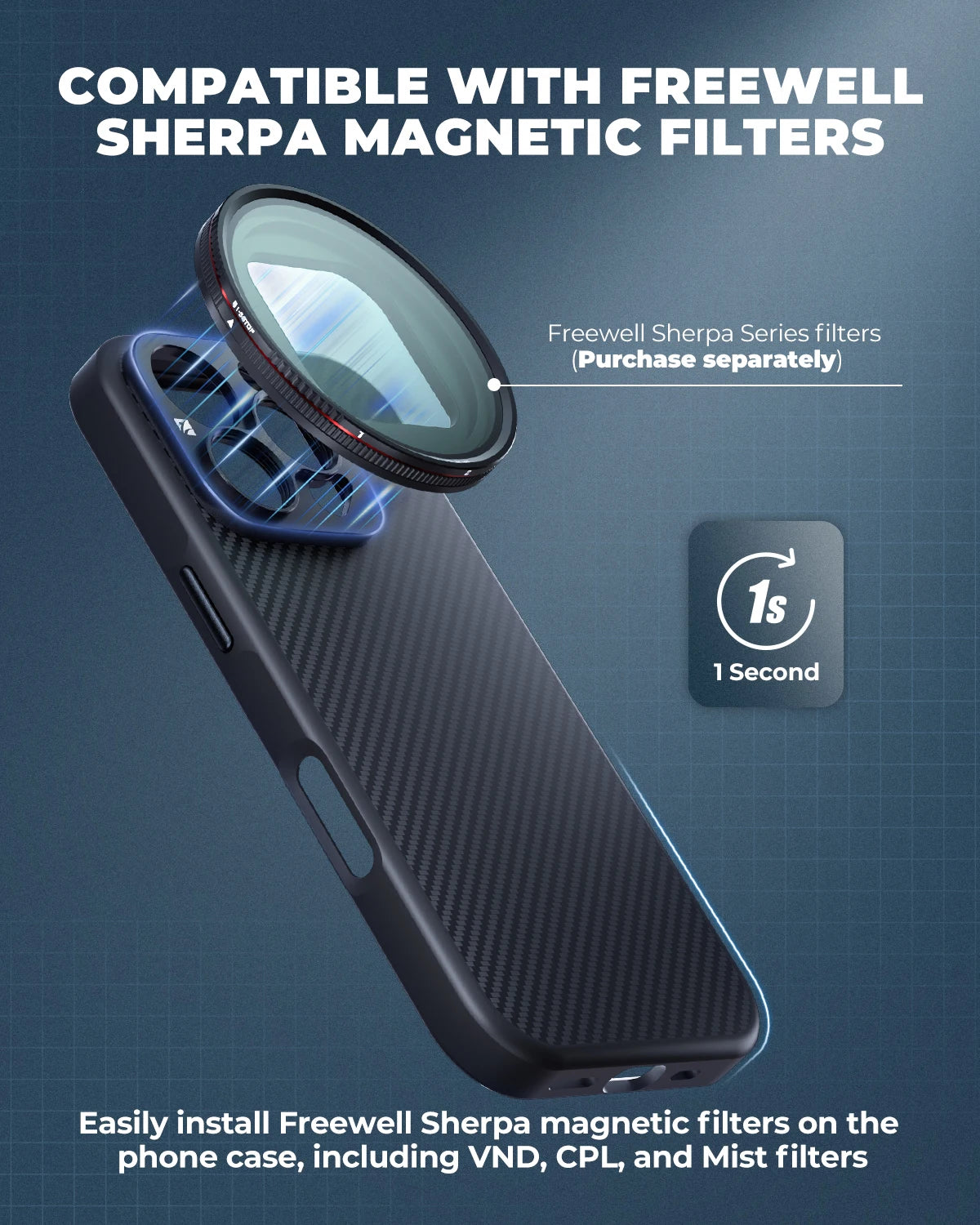 Free well 17mm Mount Phone Case Compatible iPhone 16 Pro & Pro Max Support Photography Accessories Lens and Magnetic Filter Use