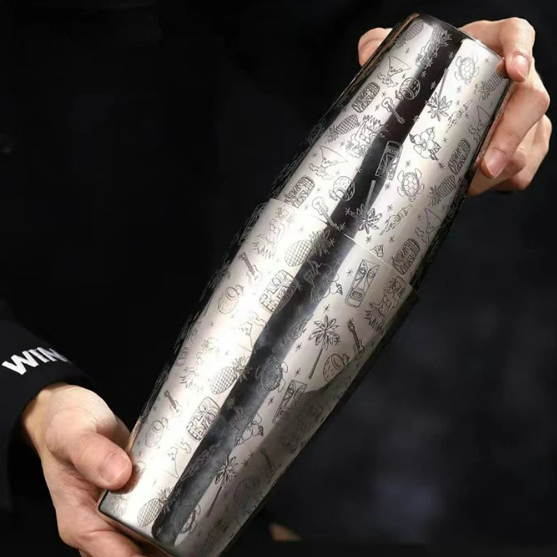 Bar Cocktail Shaker Boston Shaker Stainless Steel Engraving Shaker Bar Accessory Bartender Tools For Home And Bar