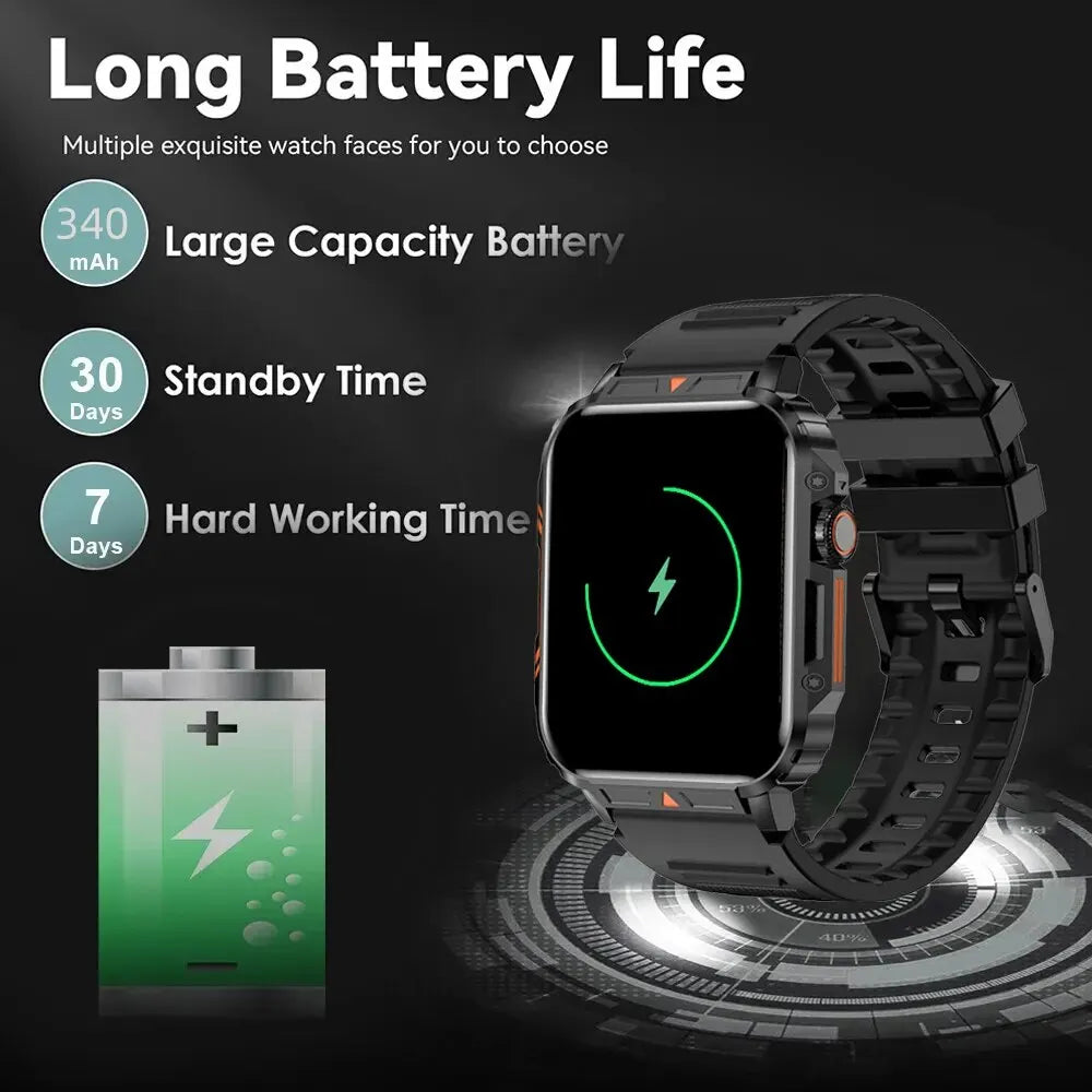 Military Smart Watch For Android IOS IP68 Waterproof Sports Fitness