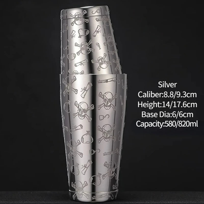 Bar Cocktail Shaker Boston Shaker Stainless Steel Engraving Shaker Bar Accessory Bartender Tools For Home And Bar