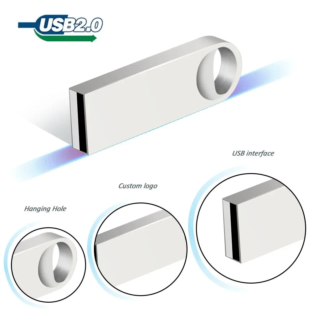 New Usb Fash Drive 64GB 32GB 16GB 8GB 4GB pen drive флешка flash drive waterproof silver u disk memoria cel usb stick gift