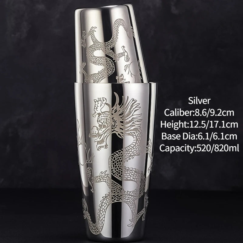 Bar Cocktail Shaker Boston Shaker Stainless Steel Engraving Shaker Bar Accessory Bartender Tools For Home And Bar