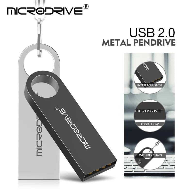 Waterproof usb flash drive pen drive 4GB 8GB 16GB 32GB 64GB Metal pendrive Card Memory Stick Drives u disk with key ring