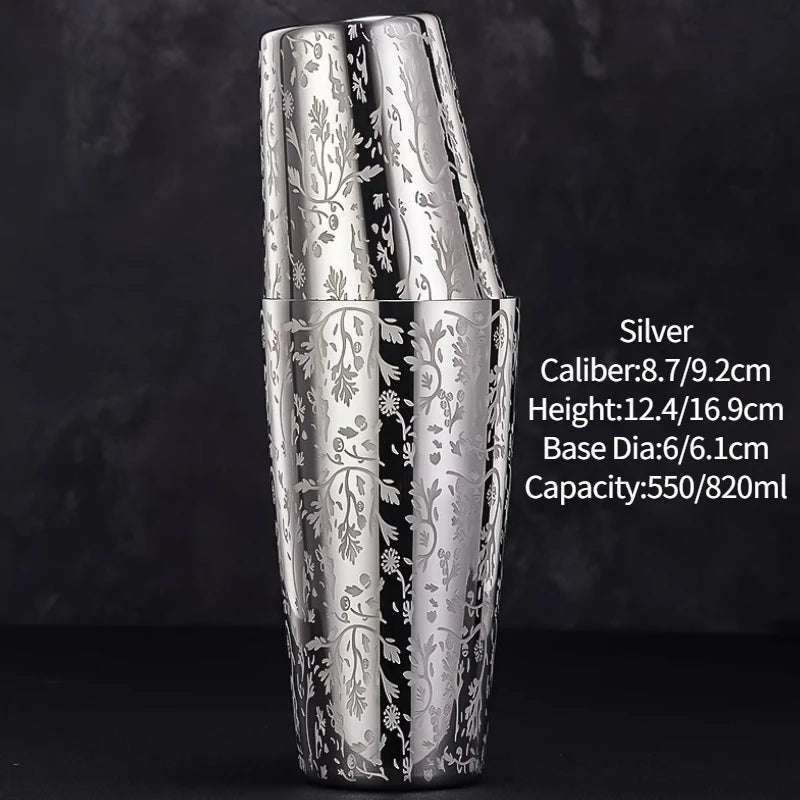 Bar Cocktail Shaker Boston Shaker Stainless Steel Engraving Shaker Bar Accessory Bartender Tools For Home And Bar