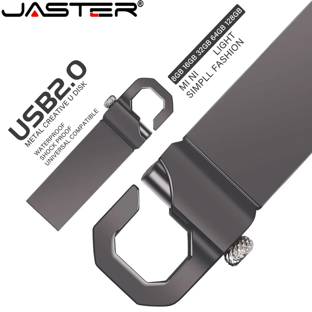 JASTER Free Custom Logo USB Flash Drive 128GB Metal Memory Stick 64GB 100% Real Capacity Pen Drive 32GB Portable U Disk 16GB