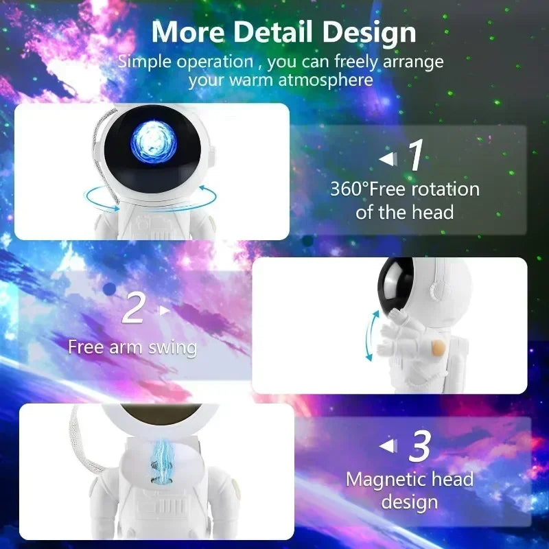 Astronaut Star Projector Galaxy Night Light Nebula Galaxy With Bluetooth Speaker For Children's Bedroom Decoration Kids Gift