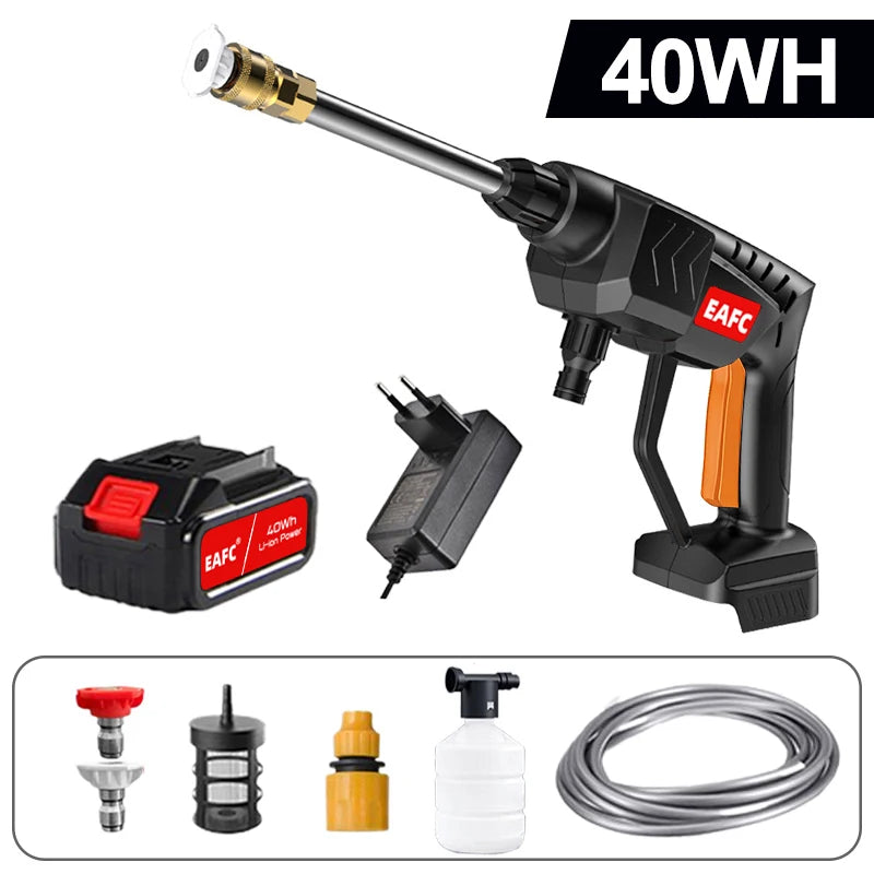 60Bar 21V Cordless High Pressure Car Wash Washer Gun 20000mAh/30000mAh Car Wash Gun Electric Water Gun Machine