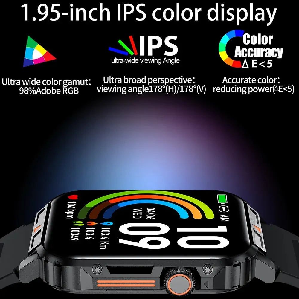 Military Smart Watch For Android IOS IP68 Waterproof Sports Fitness