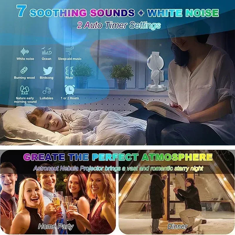 Astronaut Star Projector Galaxy Night Light Nebula Galaxy With Bluetooth Speaker For Children's Bedroom Decoration Kids Gift