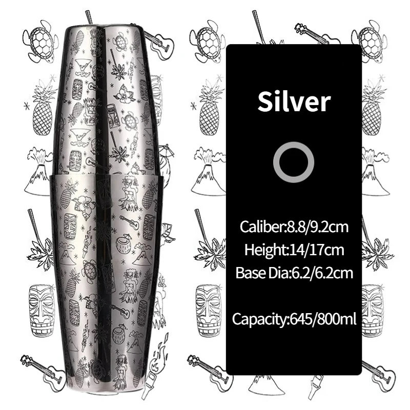 Bar Cocktail Shaker Boston Shaker Stainless Steel Engraving Shaker Bar Accessory Bartender Tools For Home And Bar