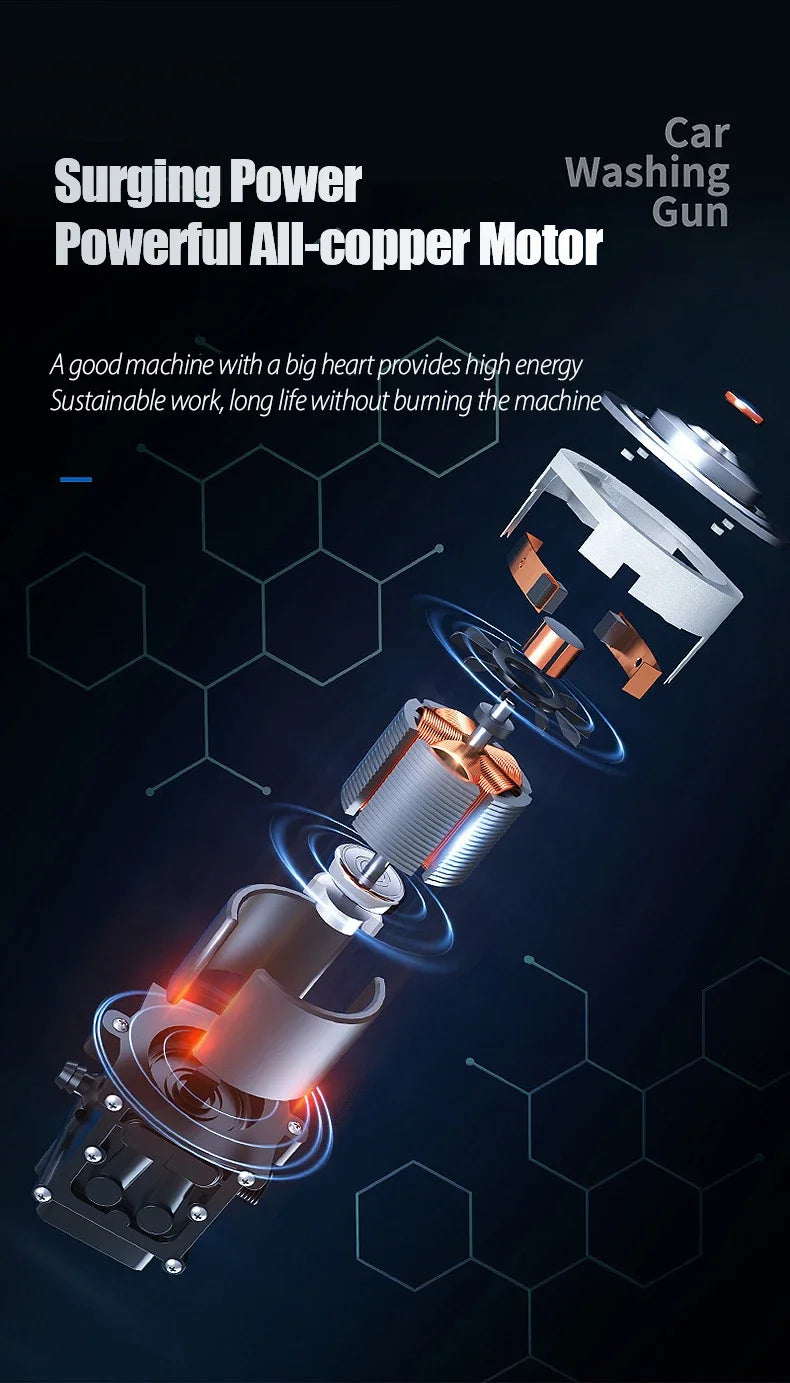 60Bar 21V Cordless High Pressure Car Wash Washer Gun 20000mAh/30000mAh Car Wash Gun Electric Water Gun Machine