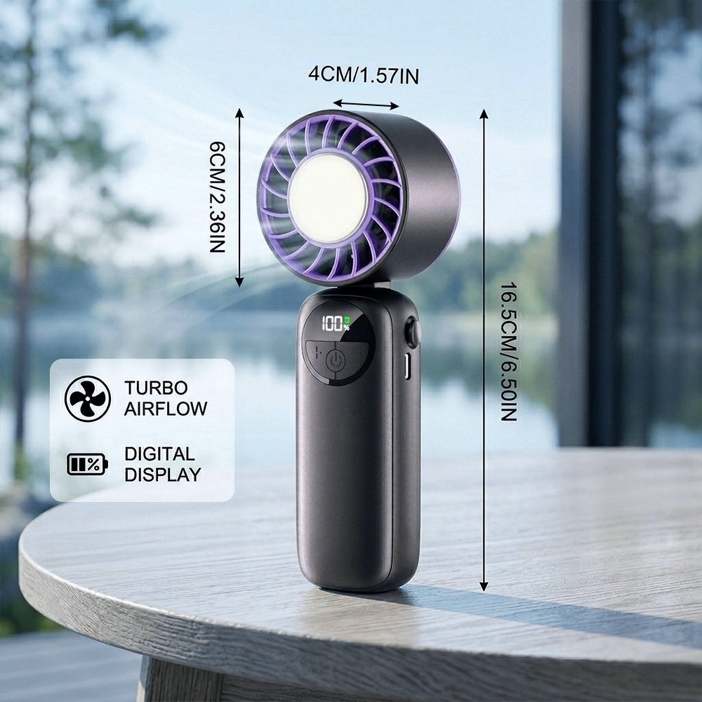 3-in-1 Rechargeable Handheld Fan with 120-Speed Control and LED Battery Indicator