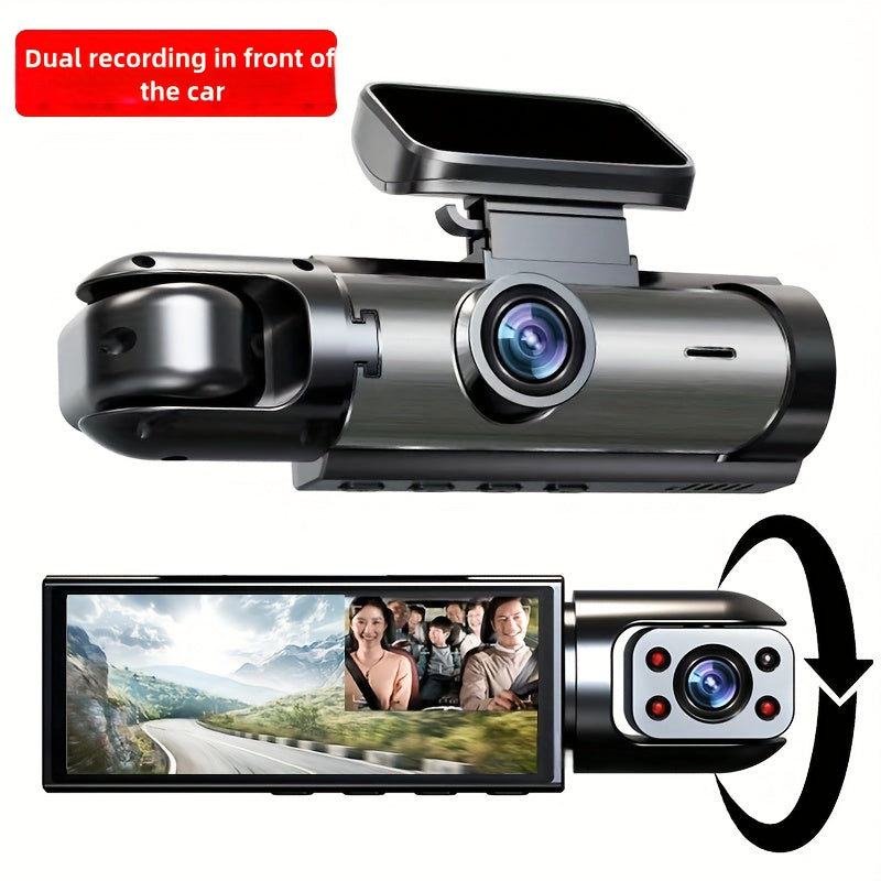 Car Dash Cam 1080P Front & In-Car Recording, 3.16-Inch IPS Screen Night Vision
