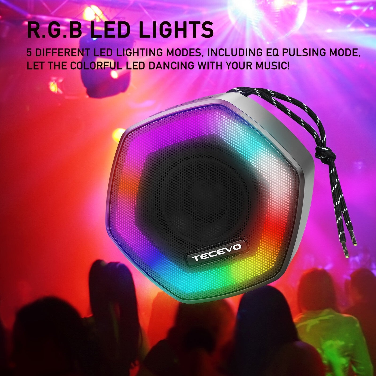 Wave Bluetooth Wireless Speaker Portable Waterproof RGB LED Extra Bass Loud TWS
