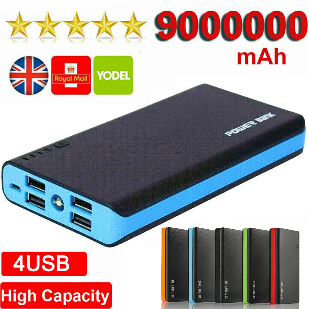 9000000mAh Power Bank 4 USB LED Fast Charger Battery Pack for Mobile Phone
