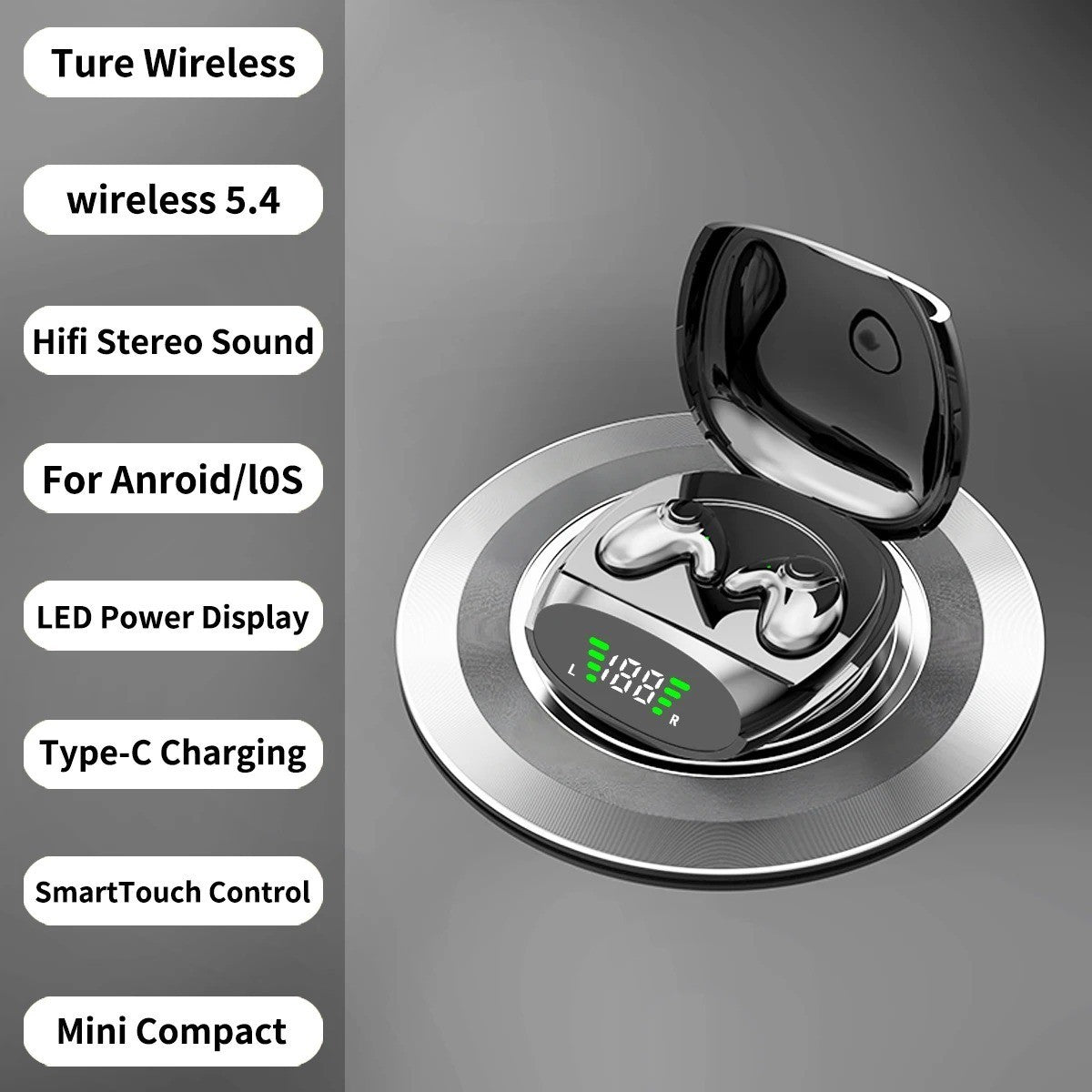 Wireless Bluetooth Earbuds Invisible Sleep Earphones Noise Canceling TWS