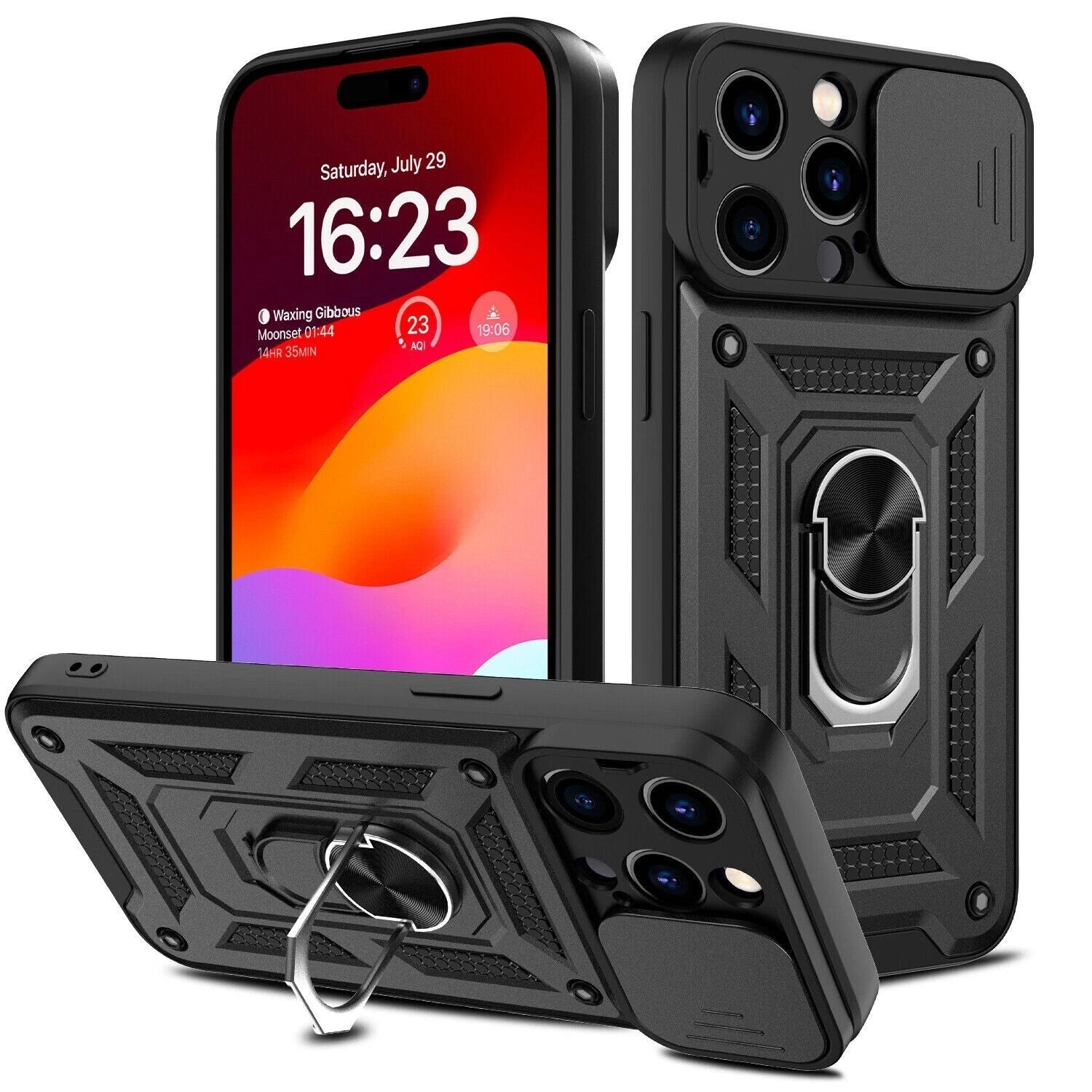 Shockproof Ring Stand Armor Case For iPhone