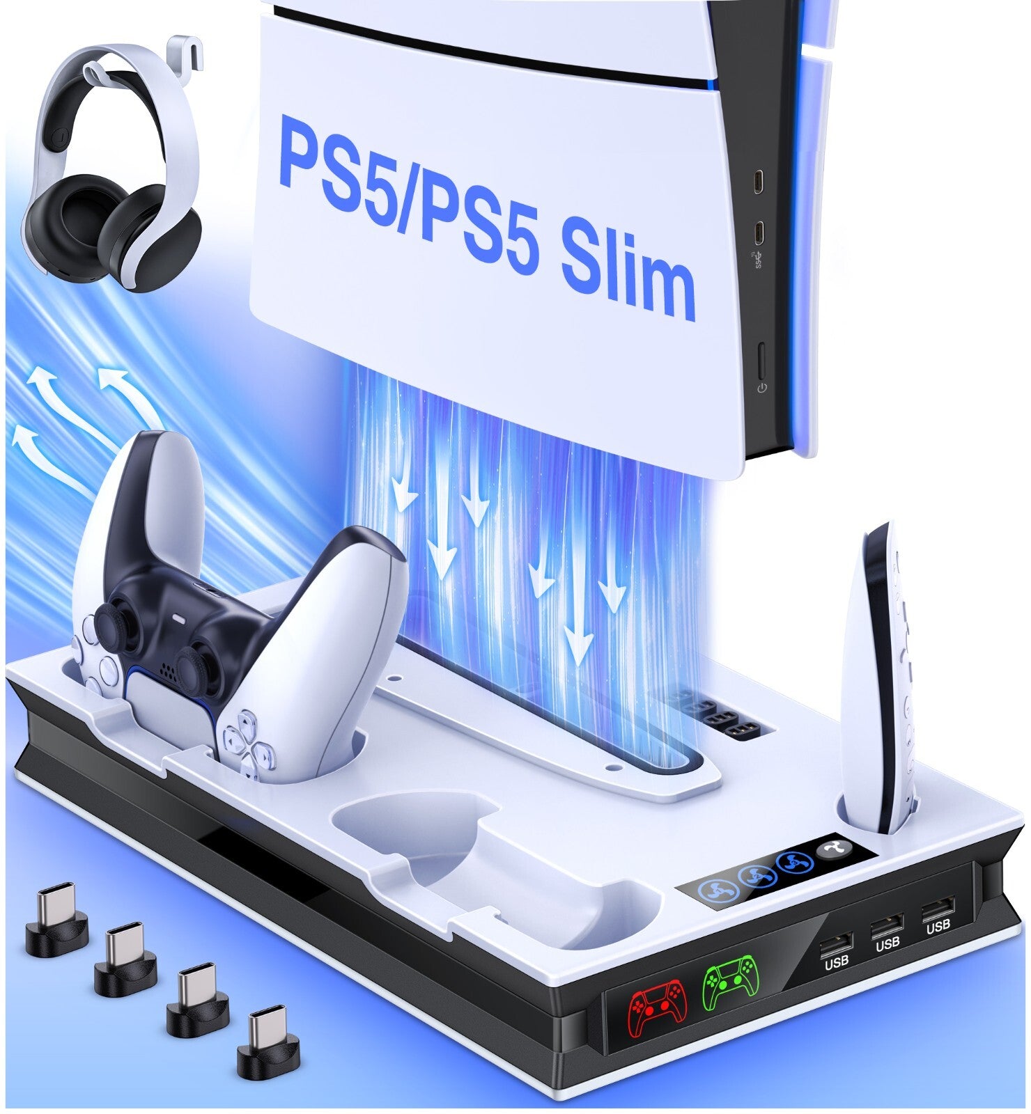 PS5 Stand and Cooling Station with Controller Charging Station
